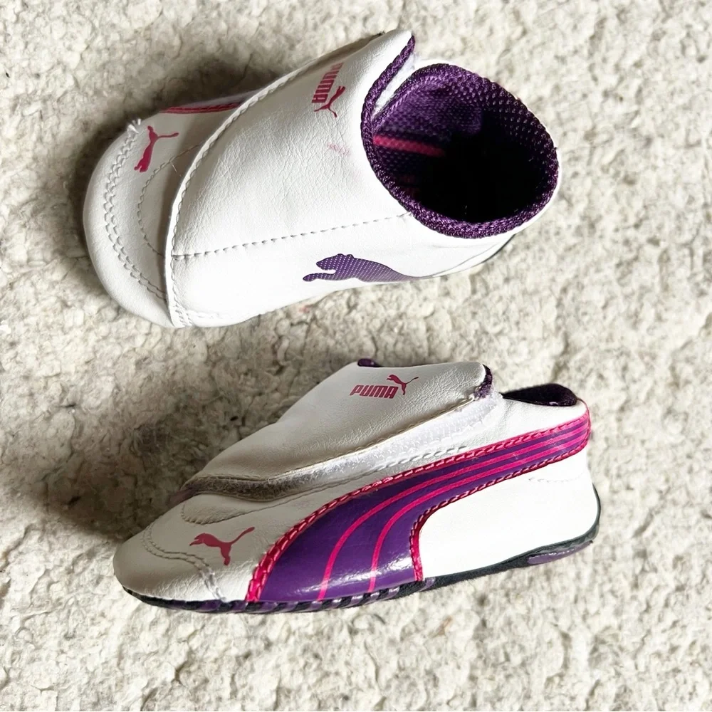 PUMA Infant Crib Shoes Size 3 Pink Soft Sole Sneakers Velcro Pre-Walker